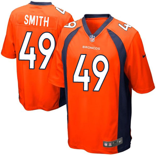 Men's Game Dennis Smith Nike Jersey Orange Home - #49 NFL Denver Broncos